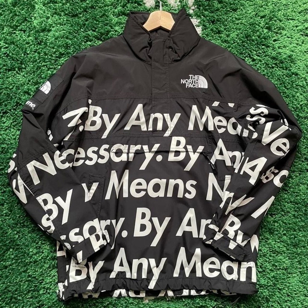 supreme x the northface by any means necessary mountain pullover